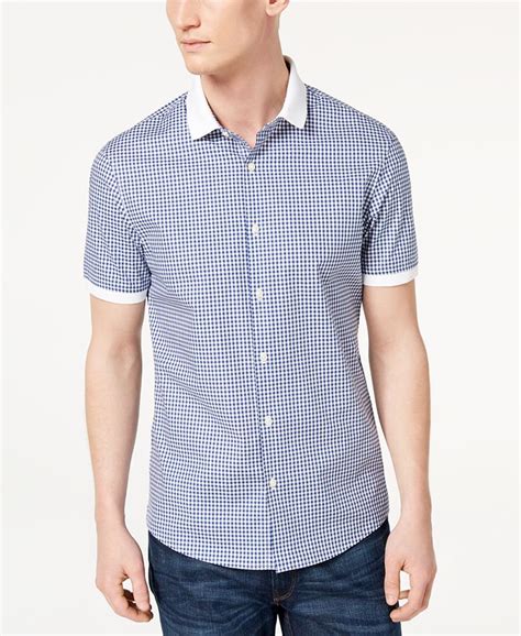 michael kors men's stretch gingham check shirt|Michael Kors Men's Stretch Gingham Check Shirt .